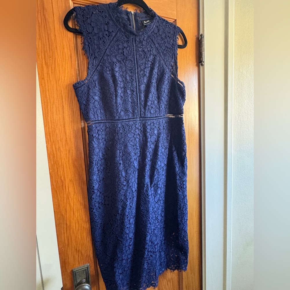 Bardot Navy Lace Midi Cocktail Dress